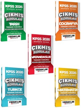 Yediiklim KPSS 2026 Ortaöğretim Ön Lisans Konularına Göre Düzenlenmiş Tamamı Çözümlü Çıkmış Sorular Seti (2024 soruları dahil)