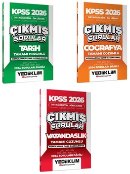 Yediiklim KPSS 2026 Ortaöğretim Ön Lisans Genel Kültür Konularına Göre Düzenlenmiş Tamamı Çözümlü Çıkmış Sorular Seti